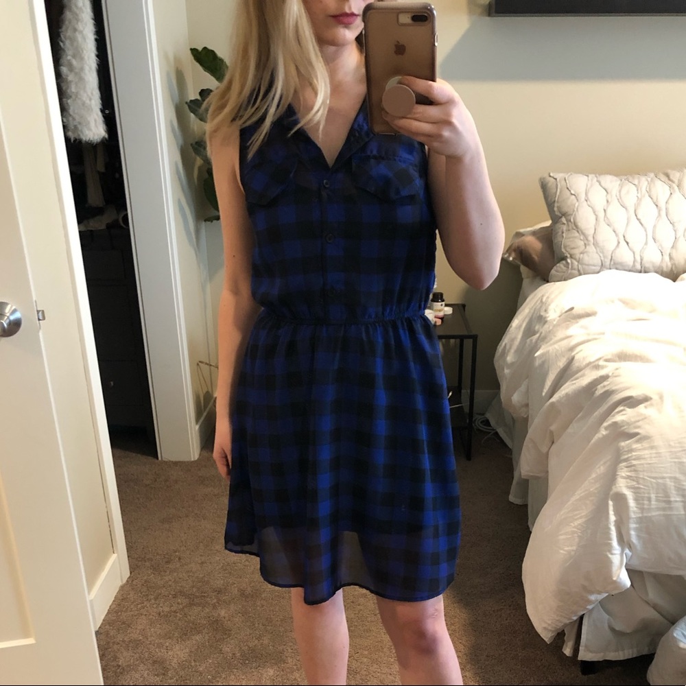 Blue checkered/flannel dress